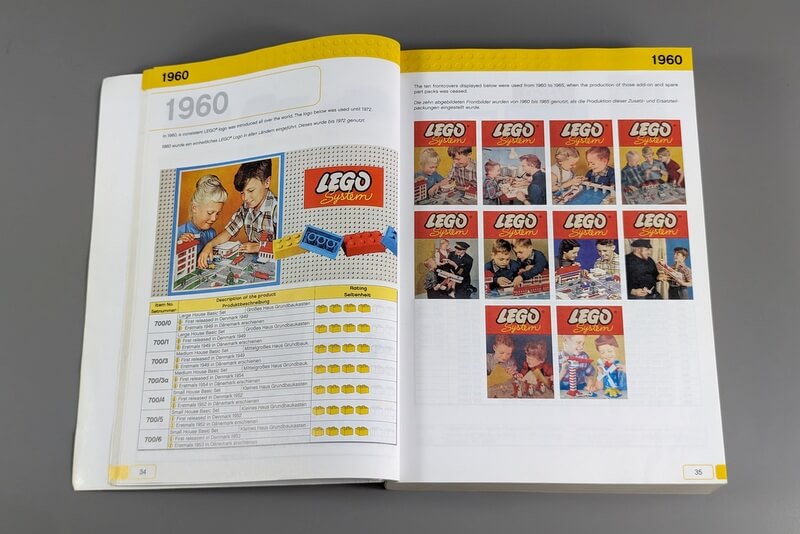 Seite 34 und Seite 35 des Collectors Guide zeigt 60er-Jahre-Sets von Lego.