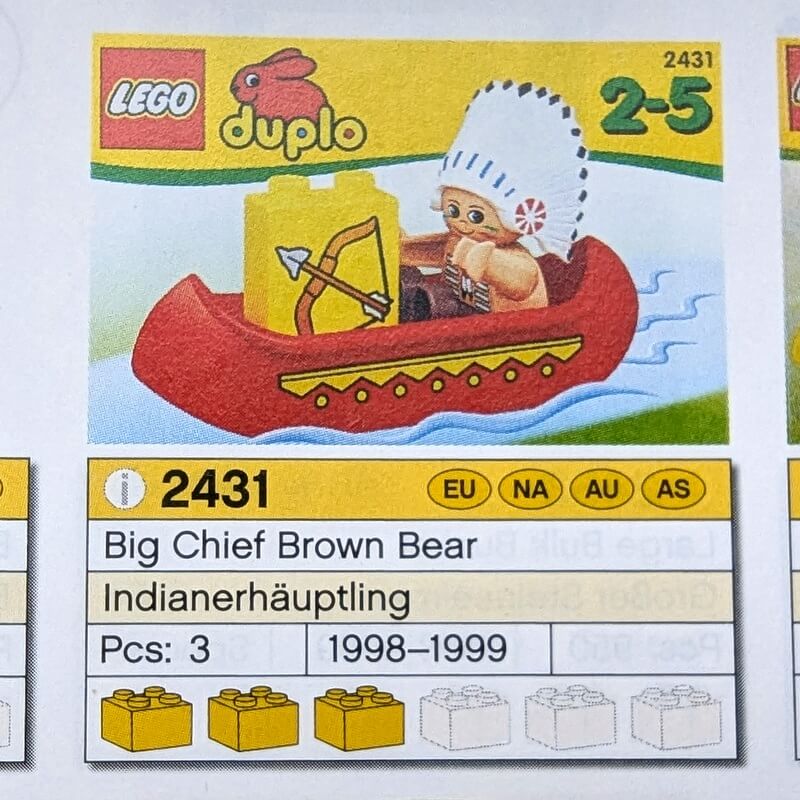 Lego-Duplo-Set mit Kanu und Häuptling.