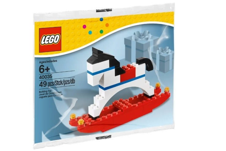 Schaukelpferd aus Lego-Bausteinen.