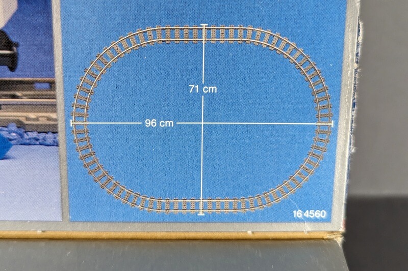Die Maße des Schienenkreises auf der Box. 