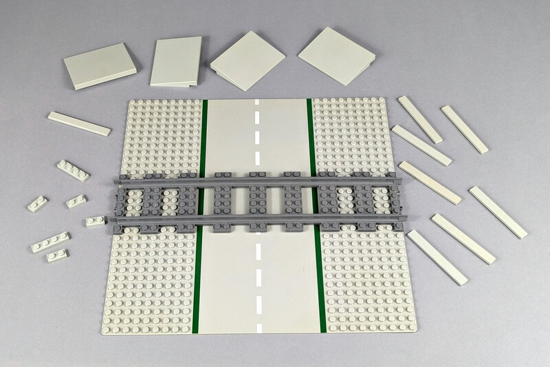 Lego Bahnübergang Bauschritt 1.