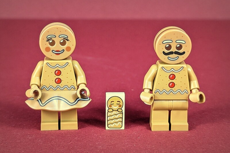 Lebkuchenmann und Lebkuchenfrau als Lego-Minifiguren.