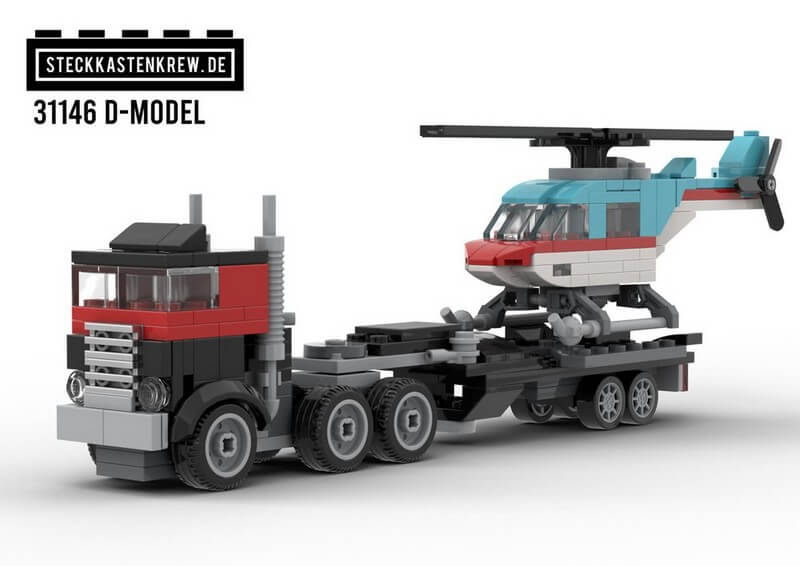 Selbstgebaute Mini-Variante von Lego-Set 5590, dem schwarzen Sattelschlepper von Model Team. 