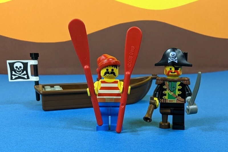 Zwei Piraten-Minifiguren von Lego von 1989.