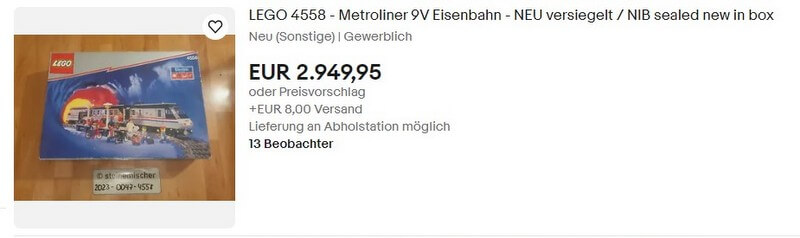 Screenshot vom Preis bei Ebay für den Metroliner originalverpackt.