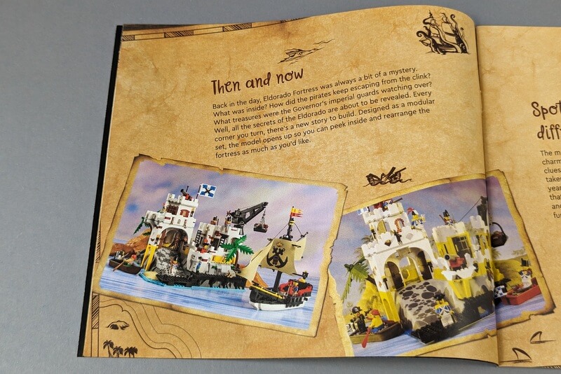 Im Booklet werden die beisen Lego-Sets 6276 und 10320 optisch nebeneinander gestellt.